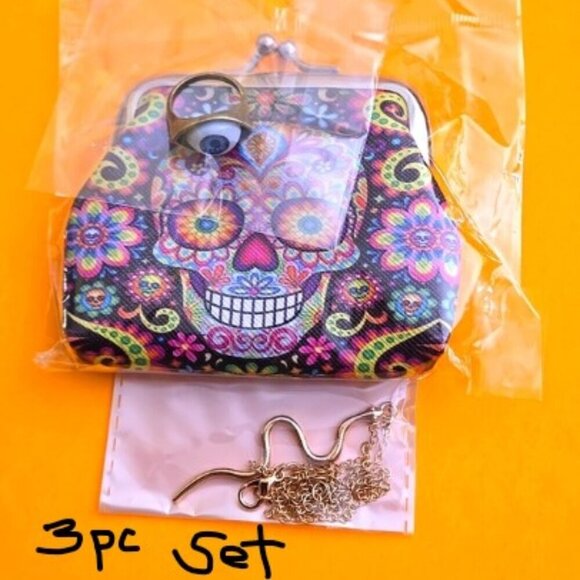 Snake Necklace + Devil Eye Ring- blue eyes + PU Ethnic Coin Purse - Picture 1 of 8